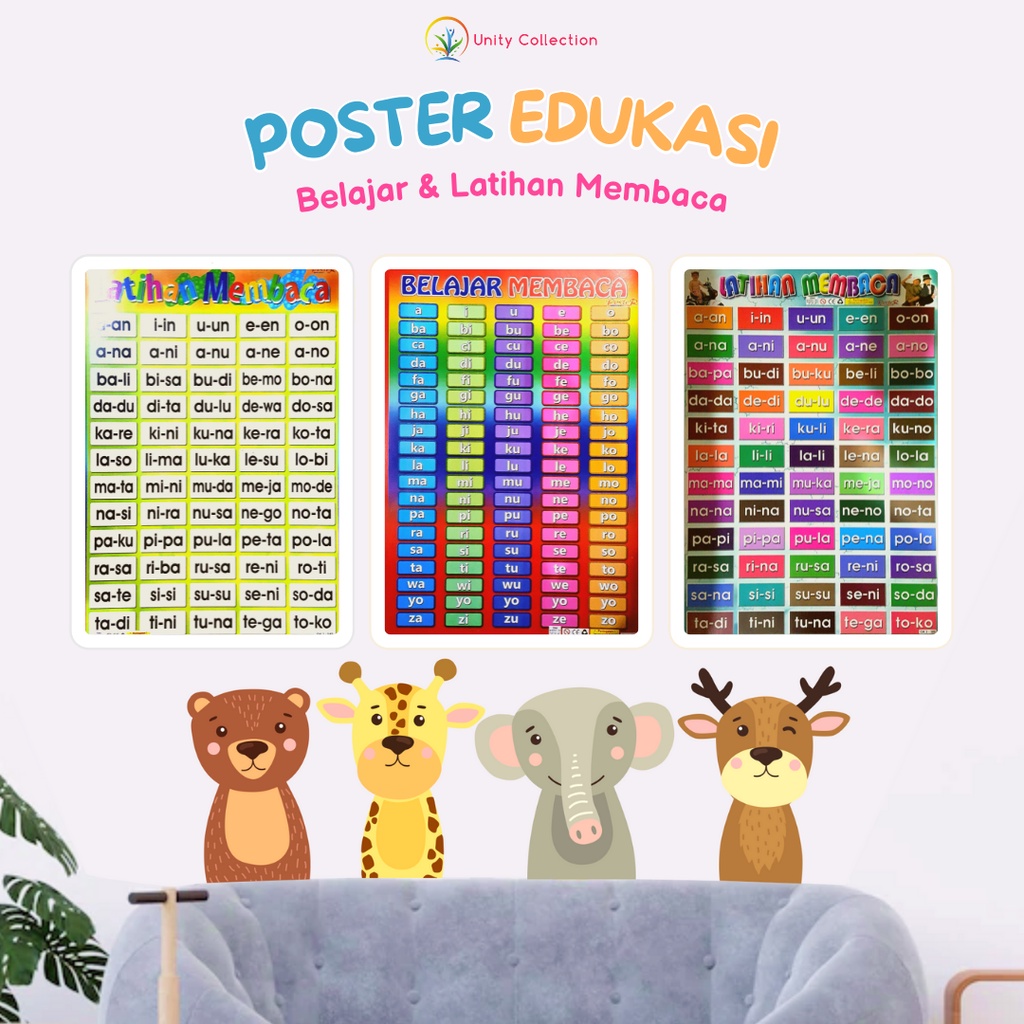 Jual Poster Edukasi Anak Latihan Membaca Dan Belajar Membaca | Shopee ...