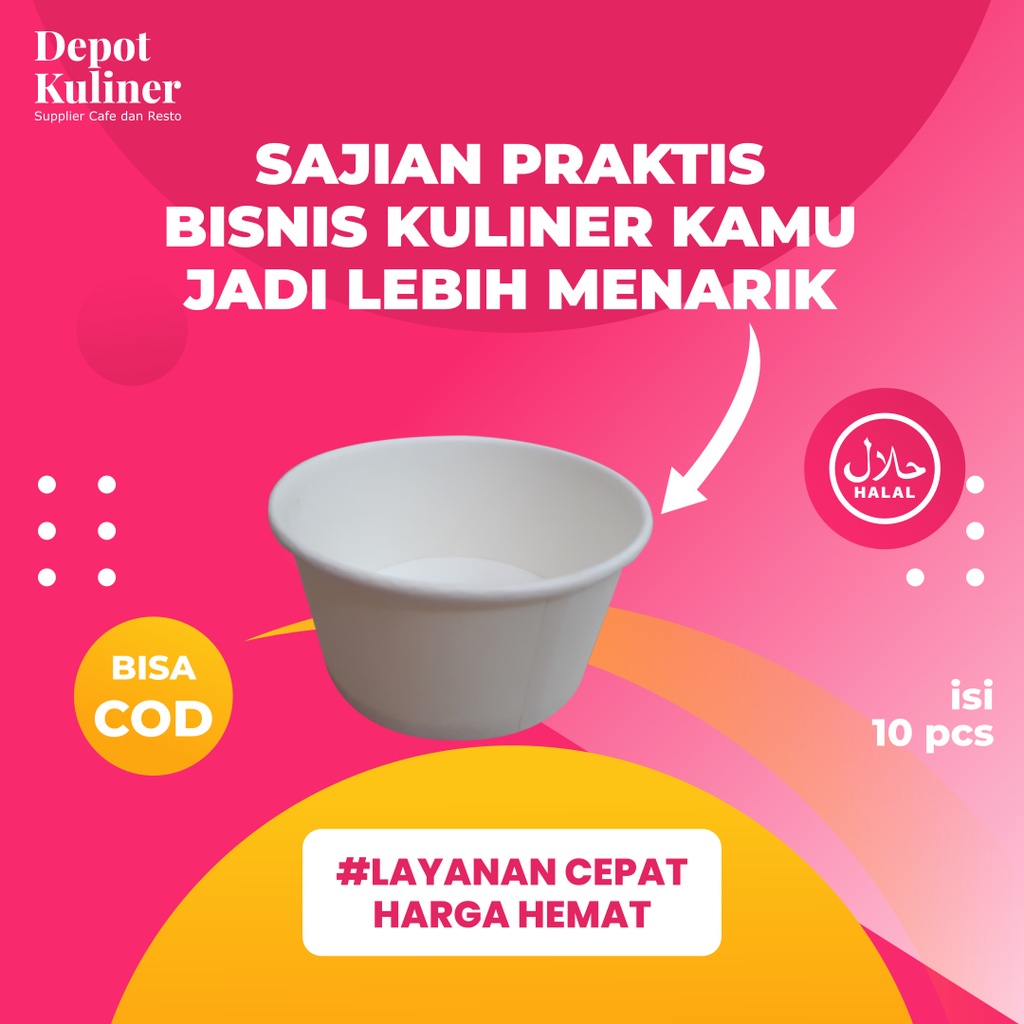 Paper Bowl 650 ml isi 1 pcs - Kertas Mangkok Sup Soup Rice Bowl