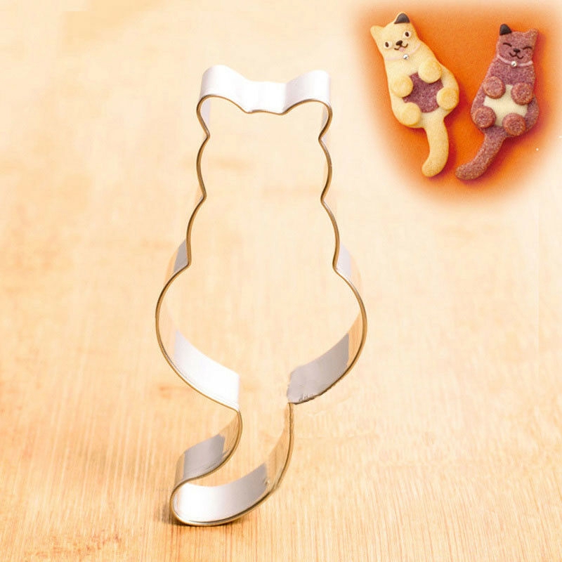 Lucu Kucing Berbentuk Cookie Cutter Stainless Steel Pastry Coklat Biskuit Cetakan Dapur DIY Baking Mold Alat Dekorasi Kue