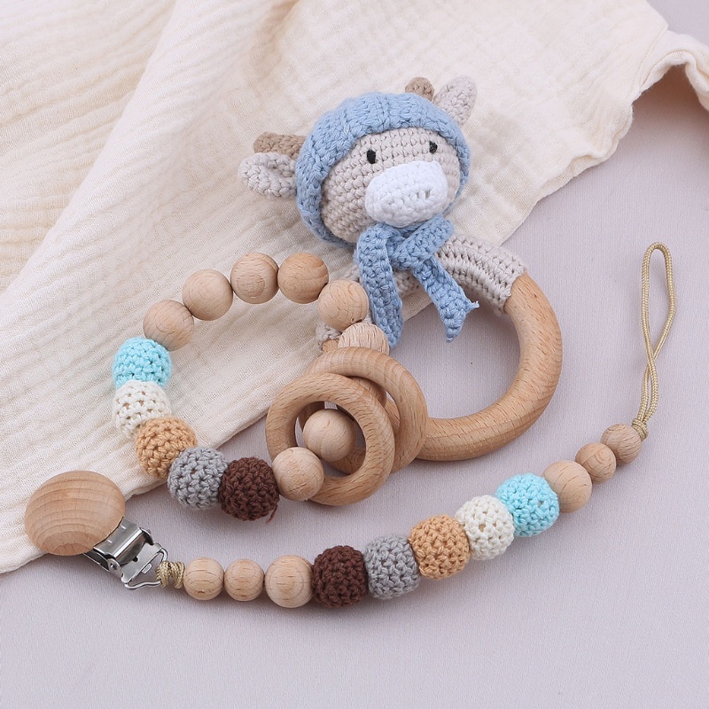 Mary Mainan Rattle Teether Bentuk Gelang Bahan Kayu Untuk Bayi