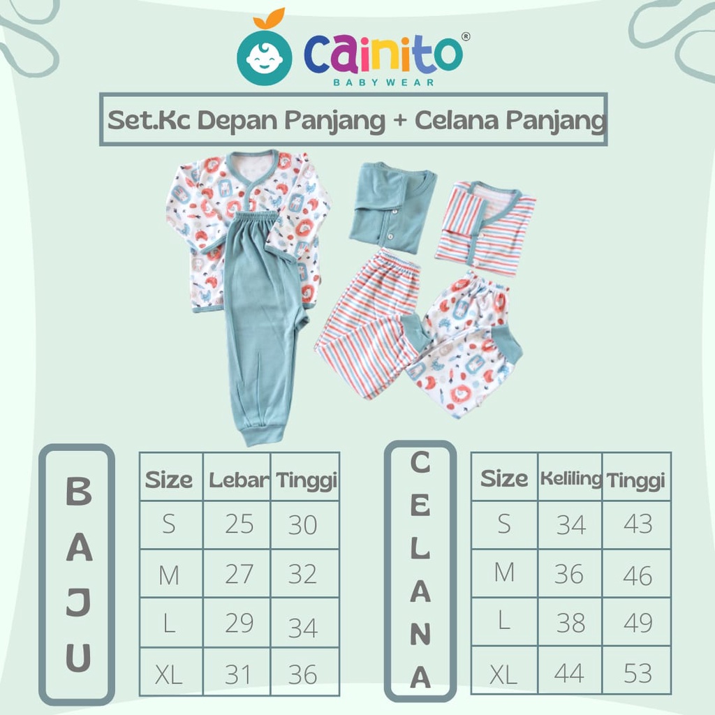 Cainito Baby &amp; Kids Setelan Panjang Kancing Depan Isi 3stel