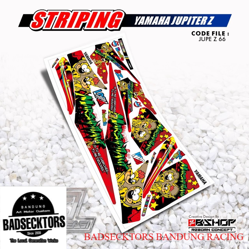 Striping motor Jupiter Z motif marsupilami merah z variasi keren