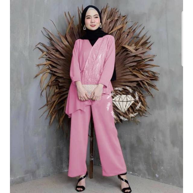 SET CELANA PELAGIO, MOSCREPE BRUKAT PREMIUM, GAMIS HIJAB MUSLIM, SETELAN