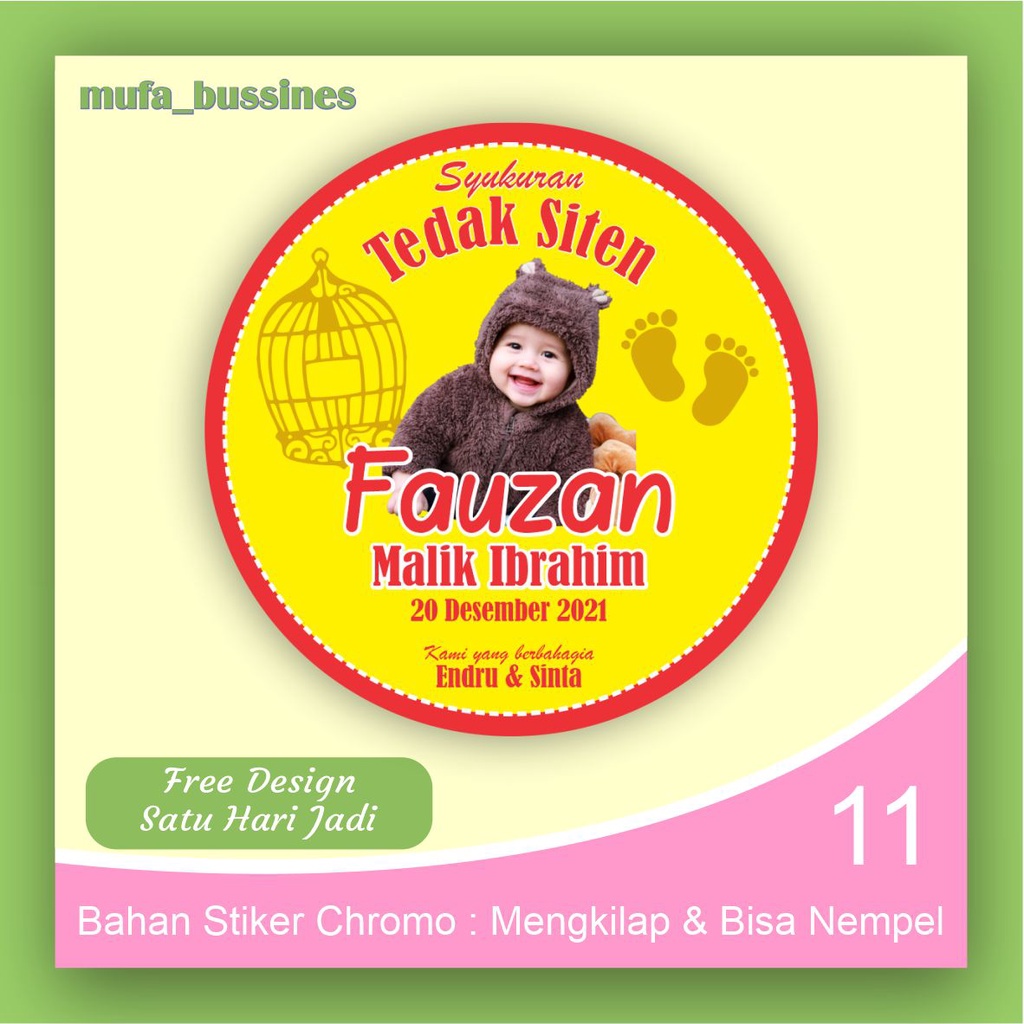 

Stiker Label Sticker Tasyakuran Syukuran Tedak Siten Aqiqah Dundunan Aqiqoh Nama Bayi Kelahiran