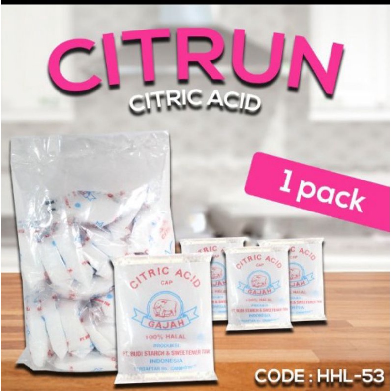 CITRUN citric acid pembersih pakaian citrun cap gajah per pak isi 20