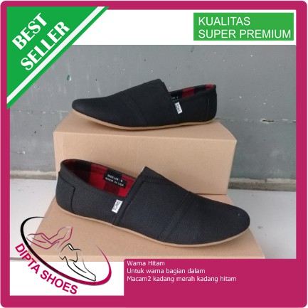 sepatu slip on toms hitam/toms/sepatu pria
