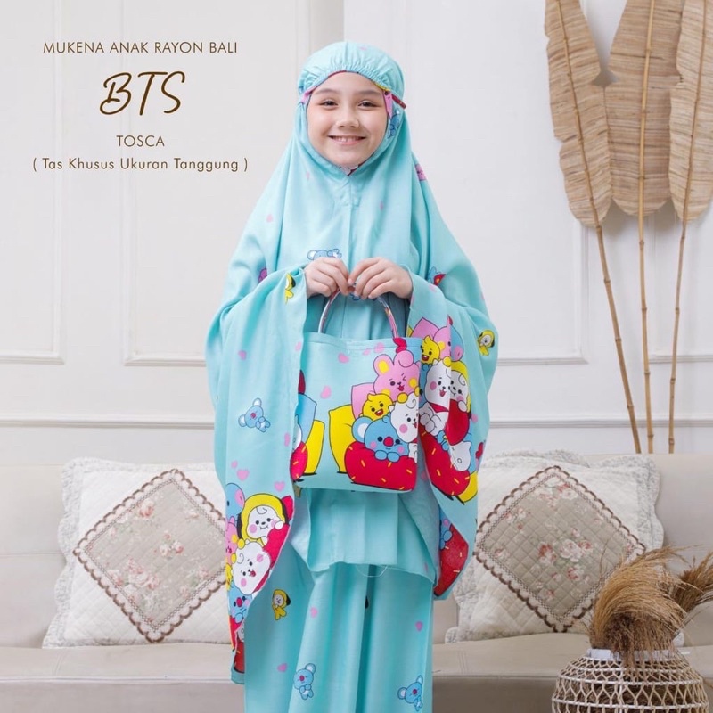 Mukena Anak Karakter Bts || Mukena Bali anak motif || Mukena rayon anak motif Bts (umur 3-11tahun)