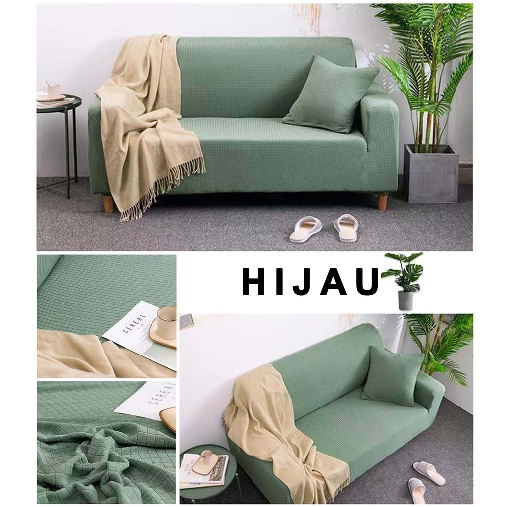 Cover sofa Tebal Sarung Sofa Anti Slip Penutup Sofa Warna Solid Seater 1/2/3/4