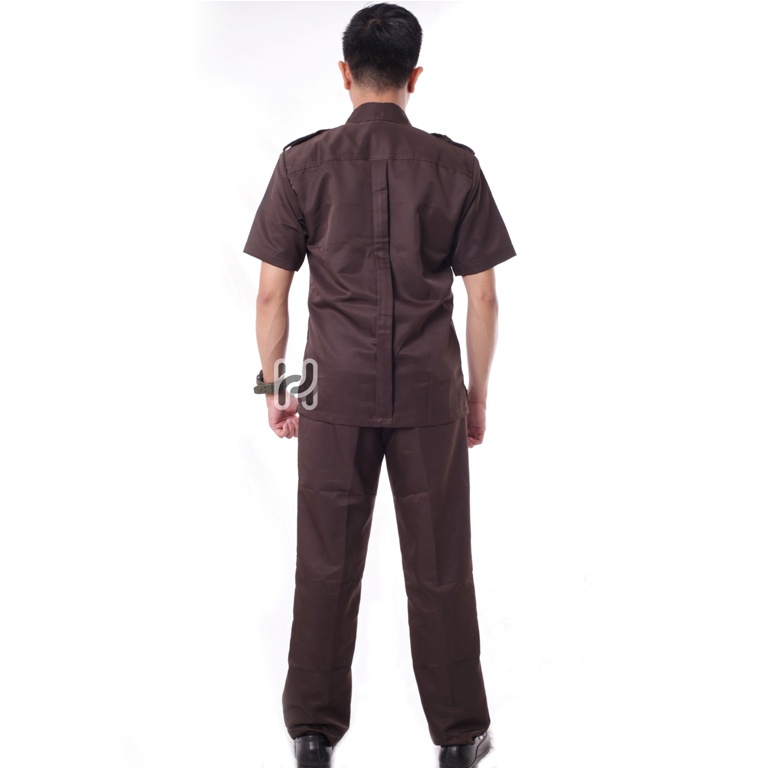 Seragam Safari Security Coklat Terbaru Lengan Pendek Baju Safari Satpam Bodyguard Supir