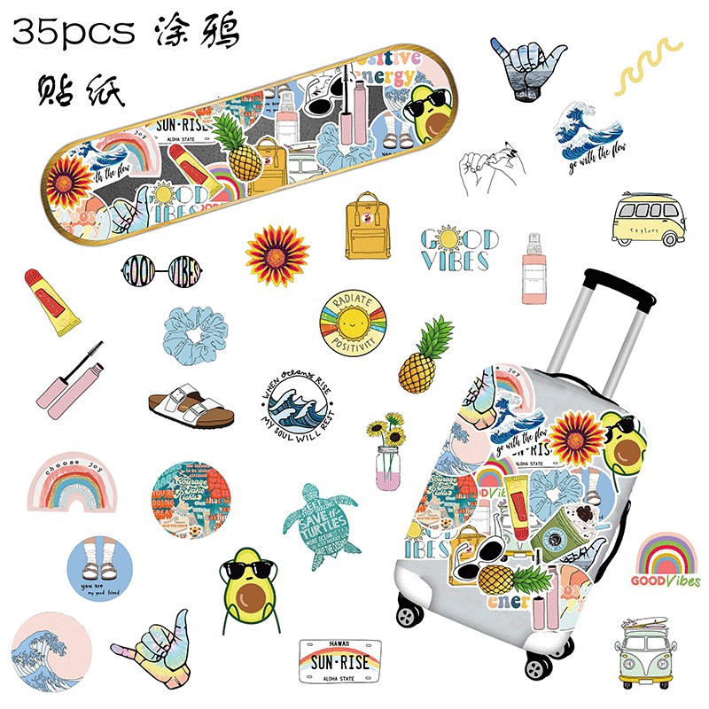 50 exquisite cartoon small fresh stickers graffiti waterproof skateboard luggage tablet decoration personalized stickers