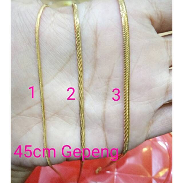 Kalung Titanium rantai pipih gold