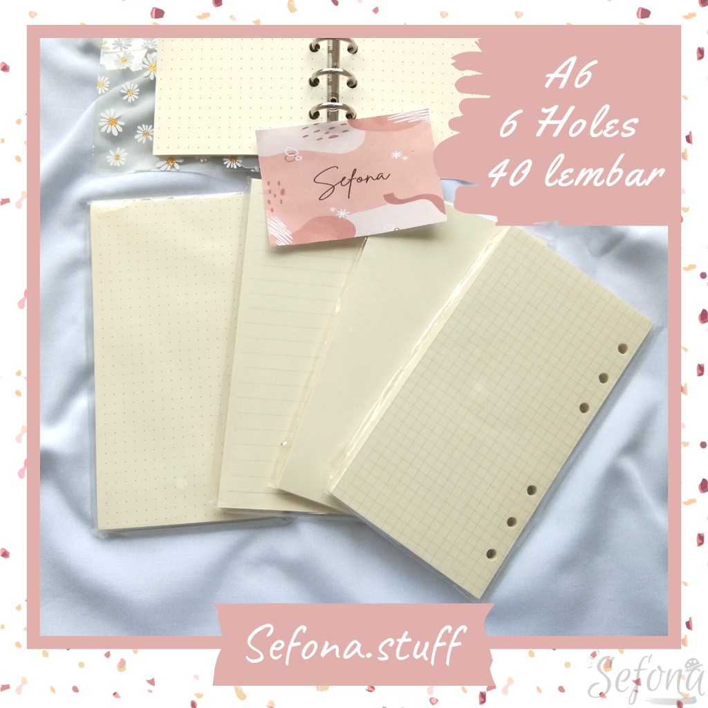 

[A6] Isi Kertas File Refill Binder Loose Leaf A6 Bookpaper 6 Holes Lubang Ring Grid Dotted Tebal