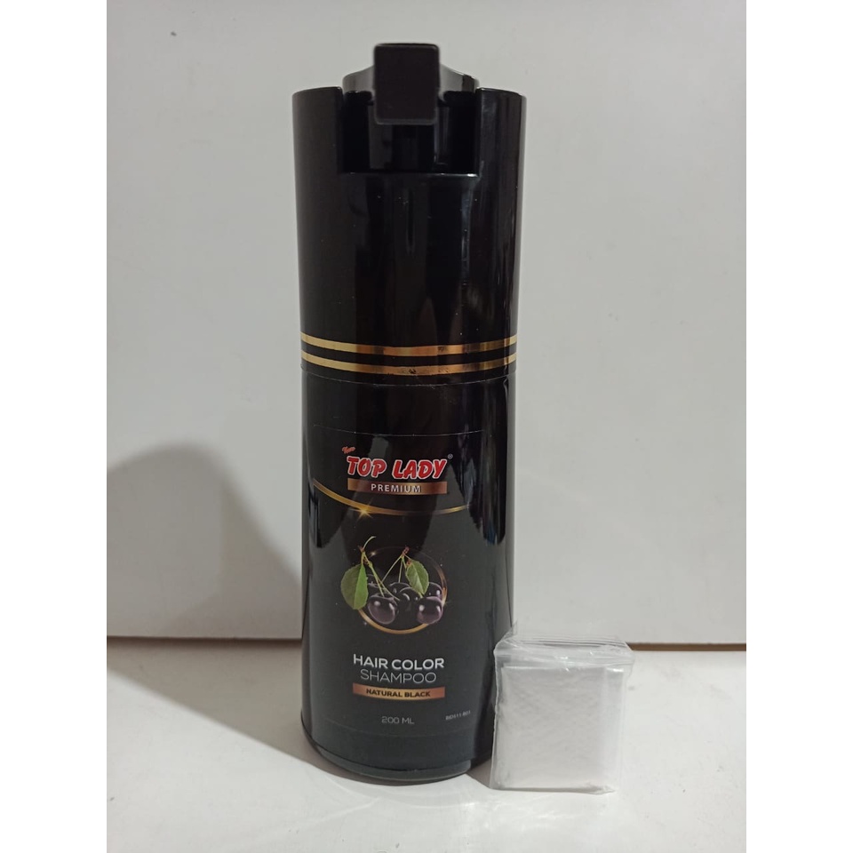 TOP LADY HAIR COLOR SHAMPOO PREMIUM 200ML ( NEW ) bonus sarung tangan plastik 1pasang