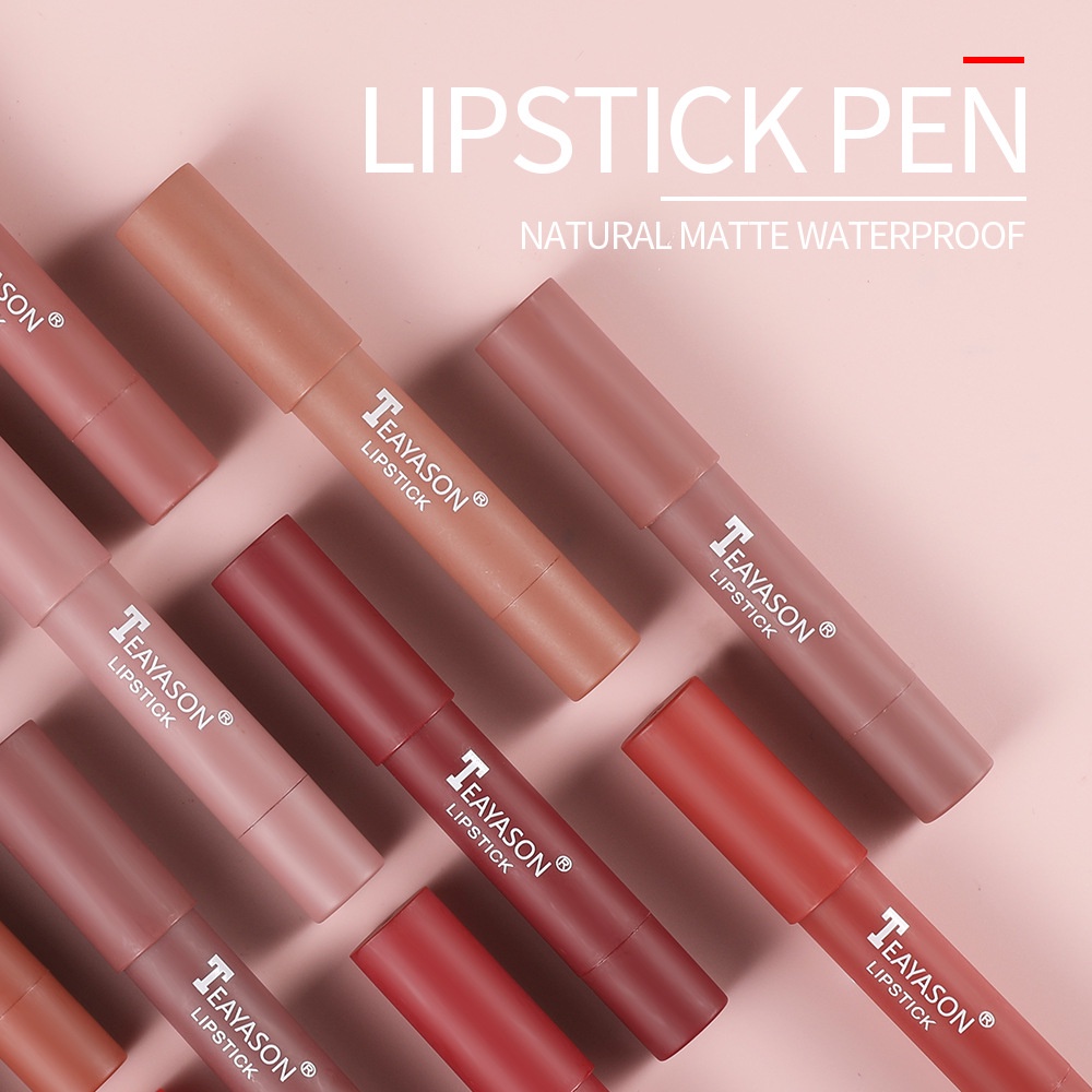 TEAYASON LIPSTICK CRAYON LIPSTIK KRAYON LIPSTICK PEN NATURAL MATTE WATERPROOF 12 WARNA