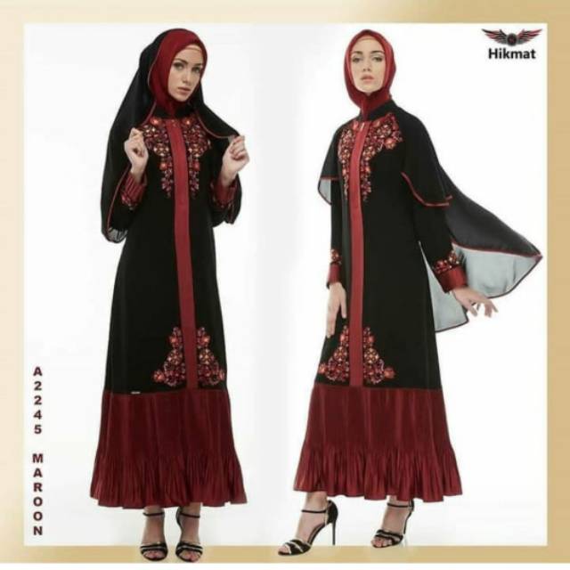 HIKMAT FASHION ORIGINAL ABAYA HITAM A2245 TERBARU