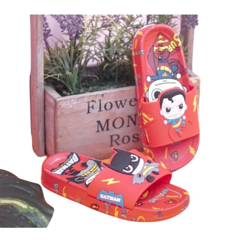 Sandal selop anak laki laki seperhero sandal karet anak cowok terbaru model kiri kanan beda gambar kekinian