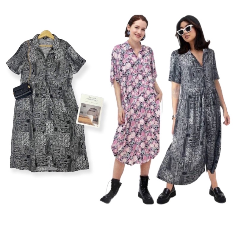 MONKI dress button up midi shirt dress original sisa ekspor | Dress monki termurah