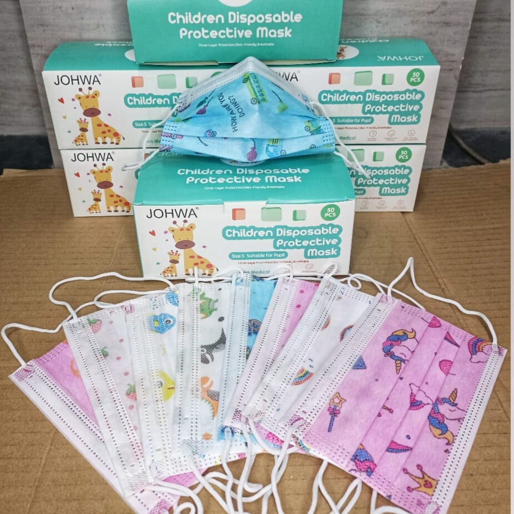 isi 50Pcs/BOX Masker Mulut ANAK Motif LUCU PAKET EKONOMIS IMPORT K-POP KPOP KOREA FASHION DISPOSABLE