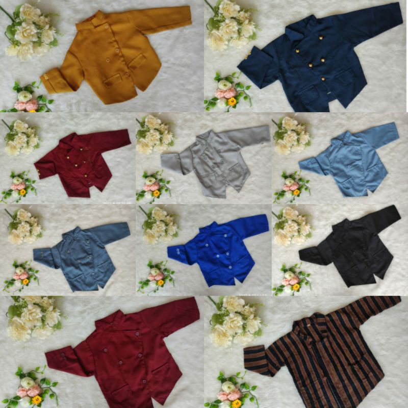 baju atasan beskap anak/bayi, surjan anak aksesoris rantai/ baju adat jawa beskap anak