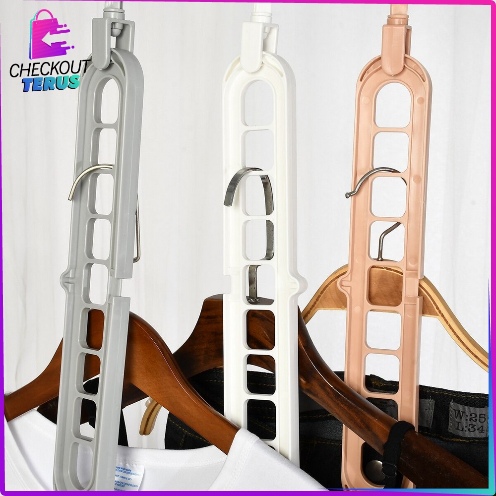 CT C125 C126 C159 Gantungan Baju 9 Lubang Hanger Pakaian 5in1 Perlengkapan Pakaian Hanger Plastik Hanger Baju