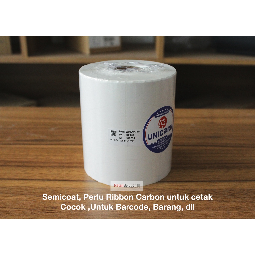 Stiker Label Barcode Semicoat 100x50 mm / 100 x 50 mm / 100x50mm