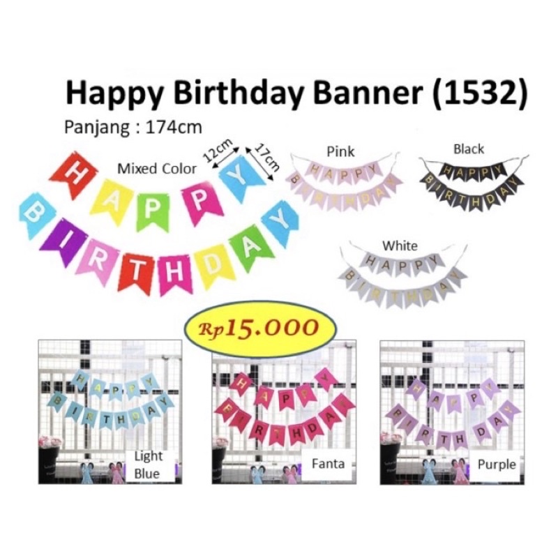 Happy Birthday Banner 1532 Gantungan Hiasan Tulisan Ucapan Happy Birthday Barang Florist Supply