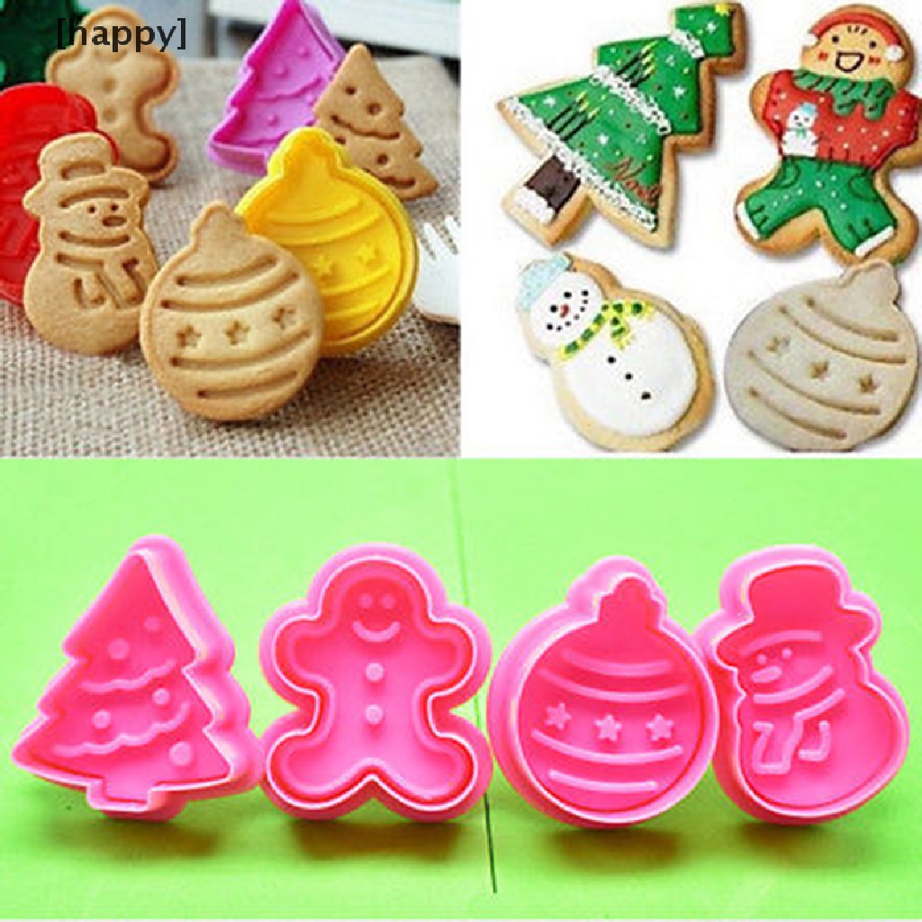 4 Pcs Cetakan Kue / Biskuit / Fondant Motif Natal