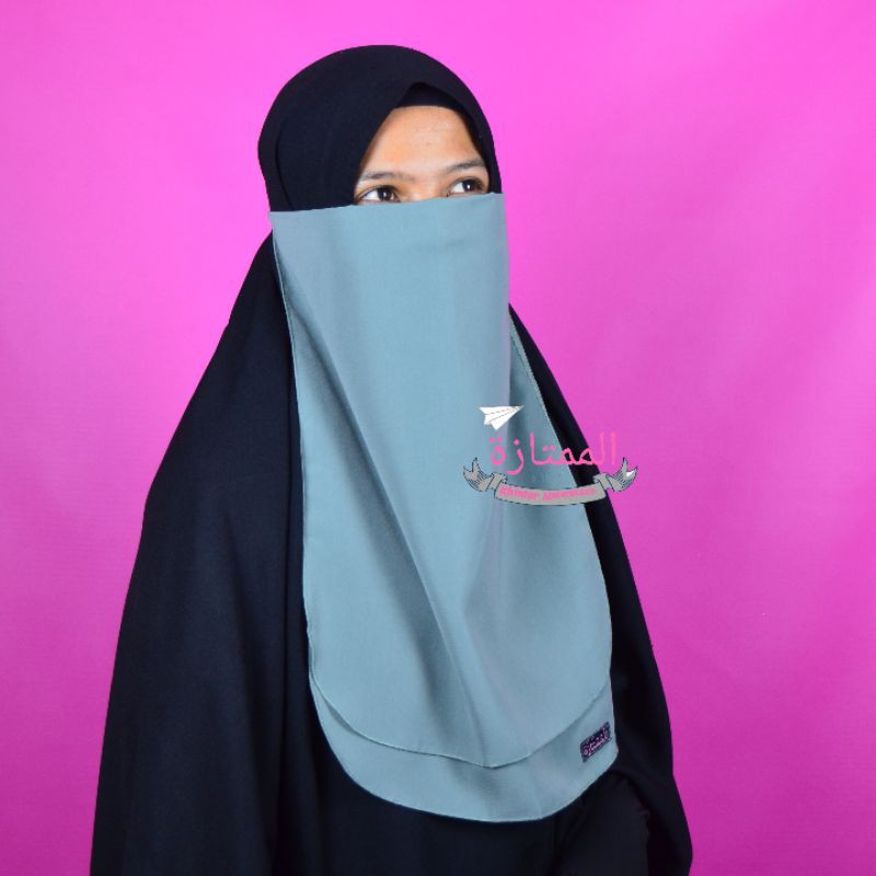 (PRODUK DISKON) Cadar tali dua layer wolfis- Almumtaza Muslimah