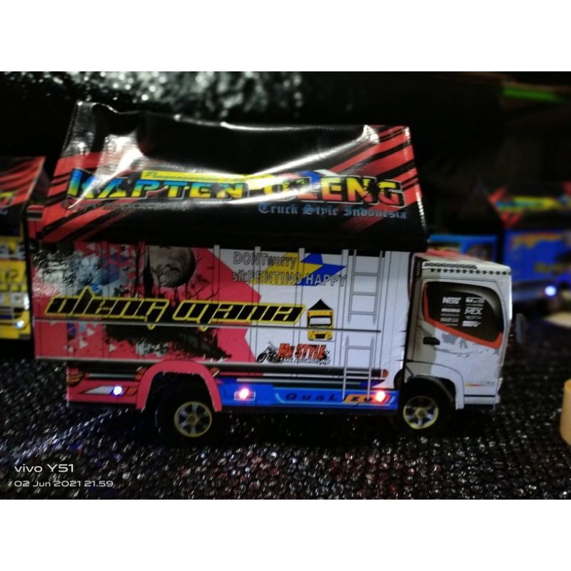 Truk oleng Oleng putih miniatur truk oleng jumbo 42 cm full lampu terpal