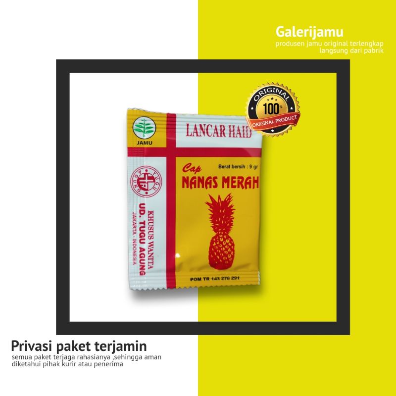 SOLUSI  JAMU NANAS MERAH ORIGINAL OBAT TERLAMBAT HAID 10 SACHET-ORIGINAL
