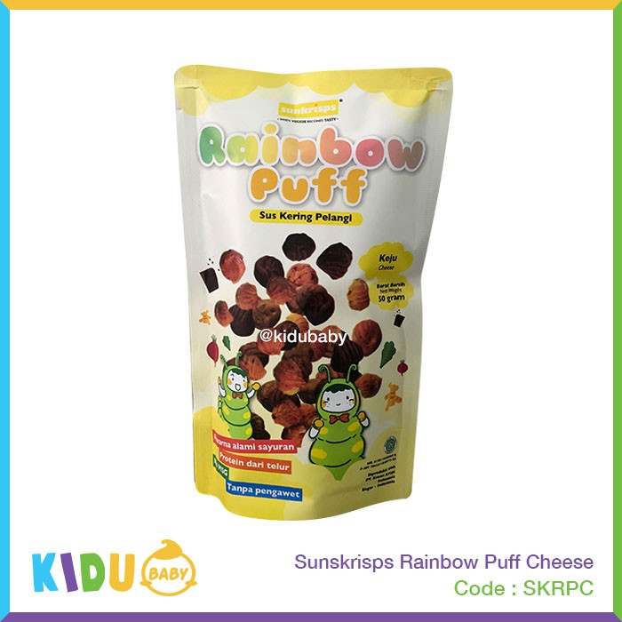 Sunkrisps Rainbow Puff Kue Sus Kering Pelangi Snack Makanan Ringan Bayi &amp; Anak Kidu Baby