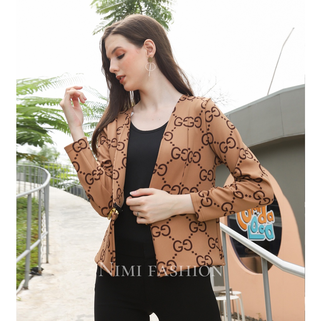 NIMI - Blazer Wanita Scuba Premium Gucci Blazer Wanita Korea Scuba Trendy Jas Wanita