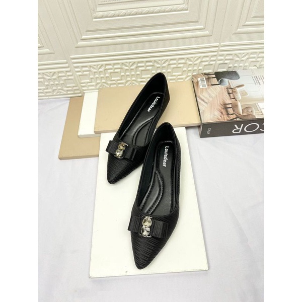 sepatu flat shoes wanita terbaru kekinian pesta LOUISDEAR flat bahan satin