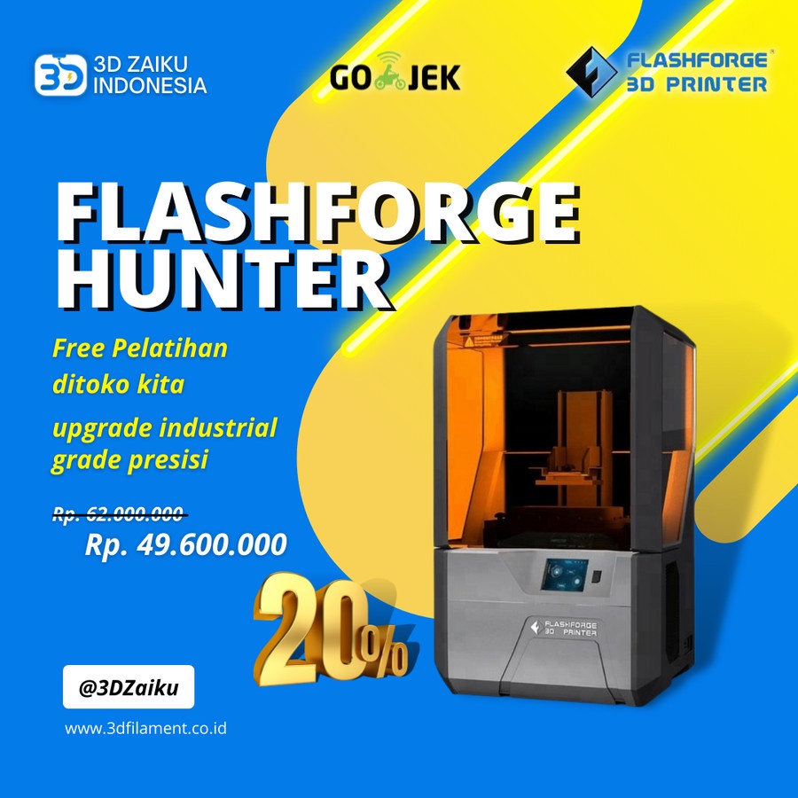 SLA DLP 3D Printer Flashforge Hunter Upgraded Industrial Grade Presisi