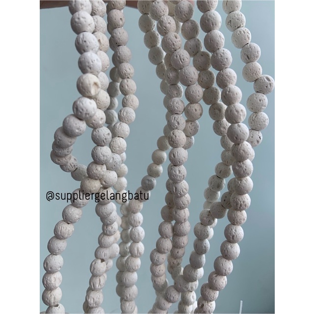 renceng white lava stone putih 6mm batu akik merapi larva atsiri akik