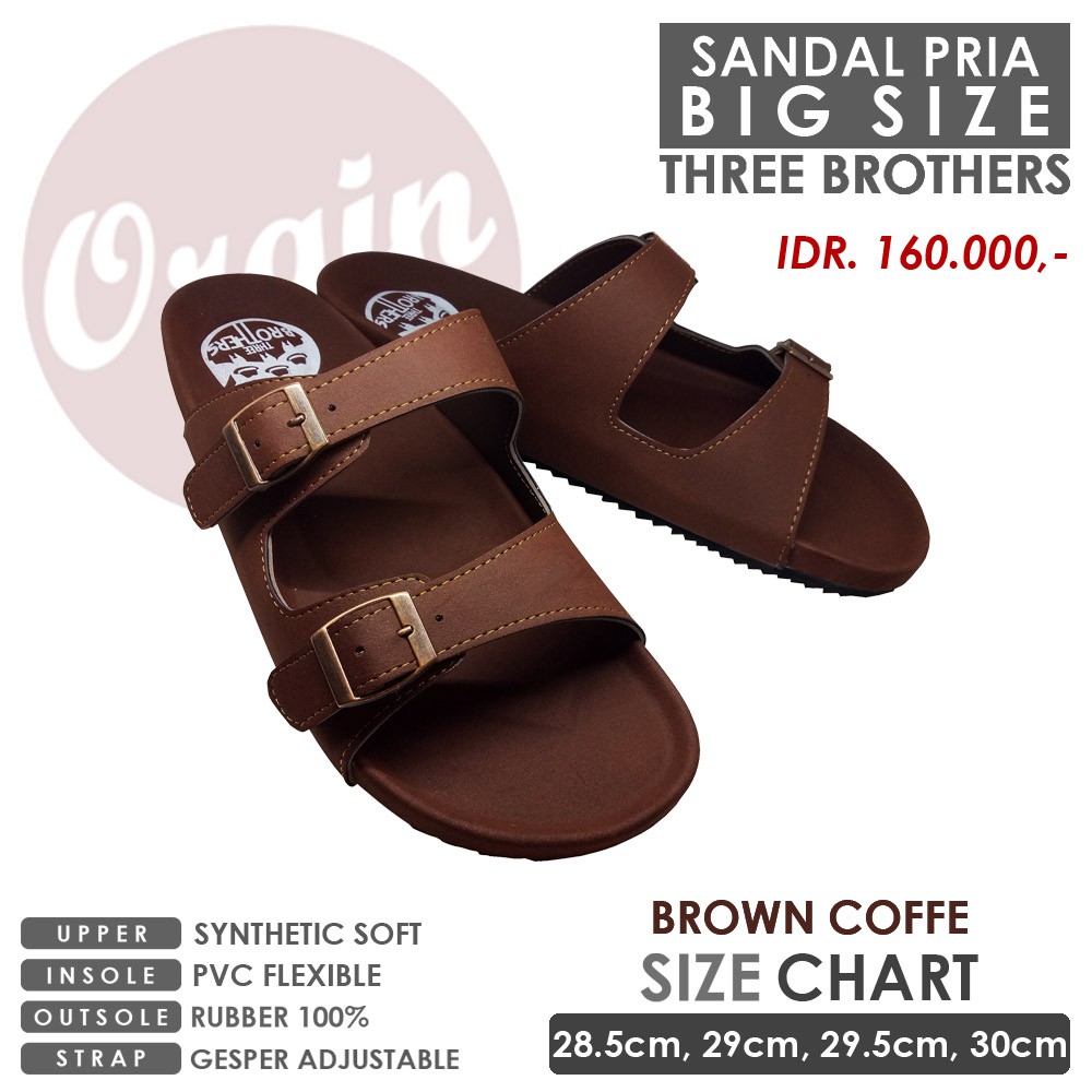 sandal sendal pria big size tutago brown ukuran besar 46 47 48 bisa custom mode exclusive