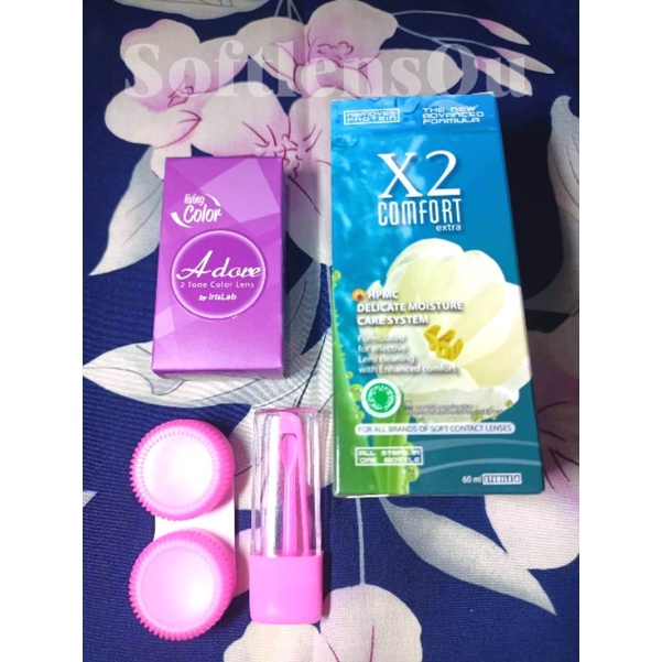 Paket Softlens Adore Tone 1 dan Tone 2 Normal Dia 16mm + Air Softlens X2 60ml + Pinset + Lens Case | Paket Softlens Living Color | Paket Softlens Irislab | Paket Softlens Lengkap