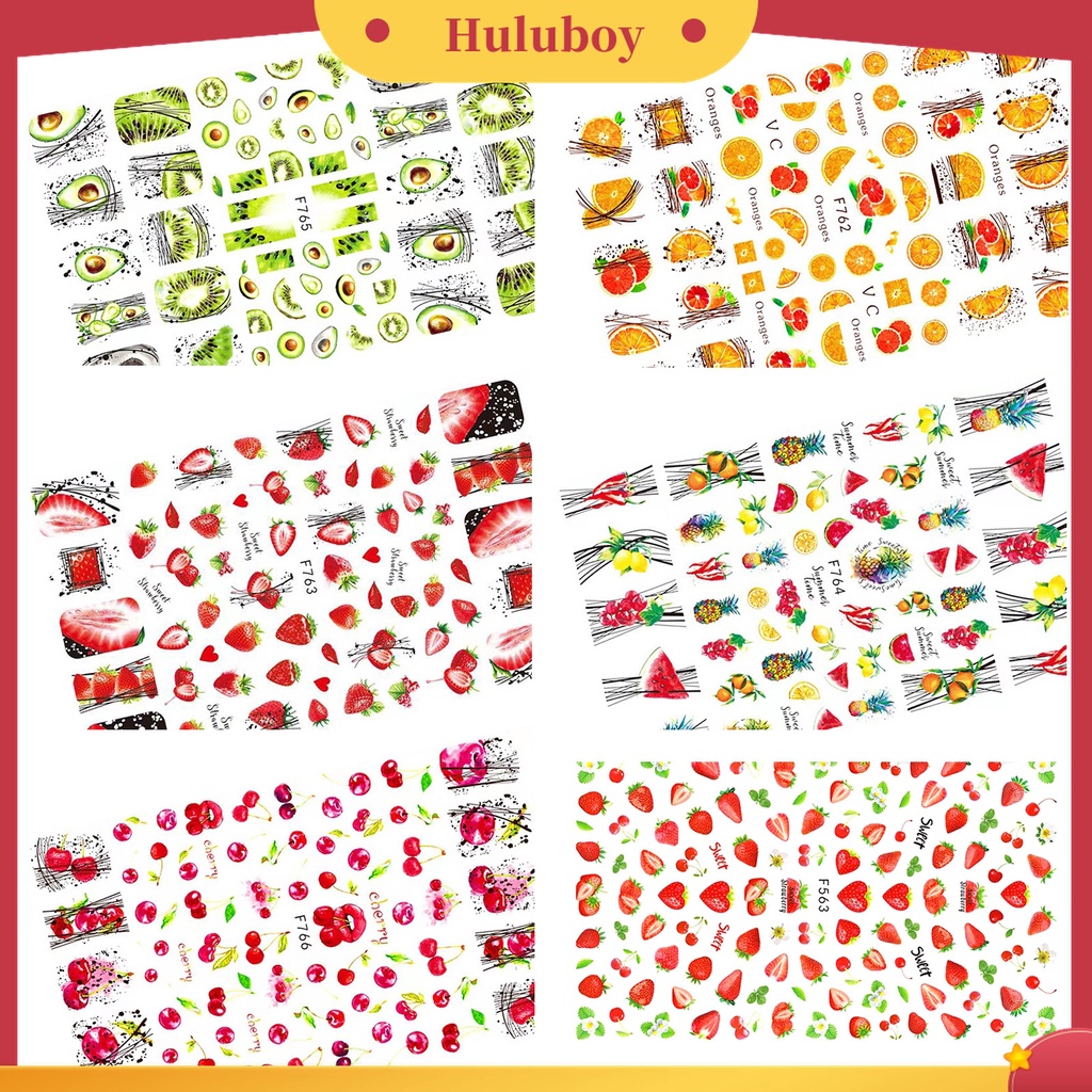 Huluboy Huluboy♡ 11 Pcs / Set Stiker Kuku 3D Aneka Bentuk Buah Strawberry Transfer Air Untuk Musim Panas