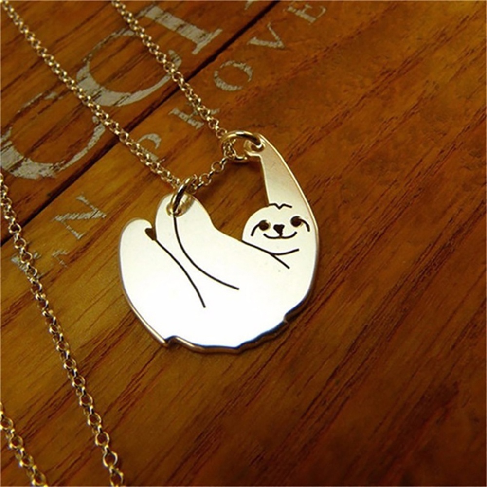 Hu Hu Hu Hu Hu Alat Bantu Pasang Kacamata♡ Kalung Rantai Panjang Dengan Liontin Kartun Sloth Untuk Unisex