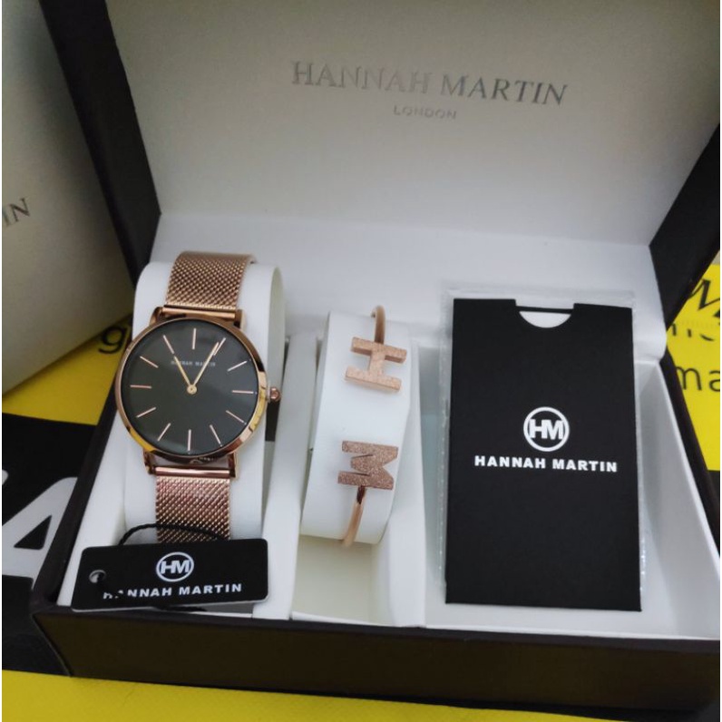 jam tangan wanita HANNAH MARTIN Rantai pasir free gelang original