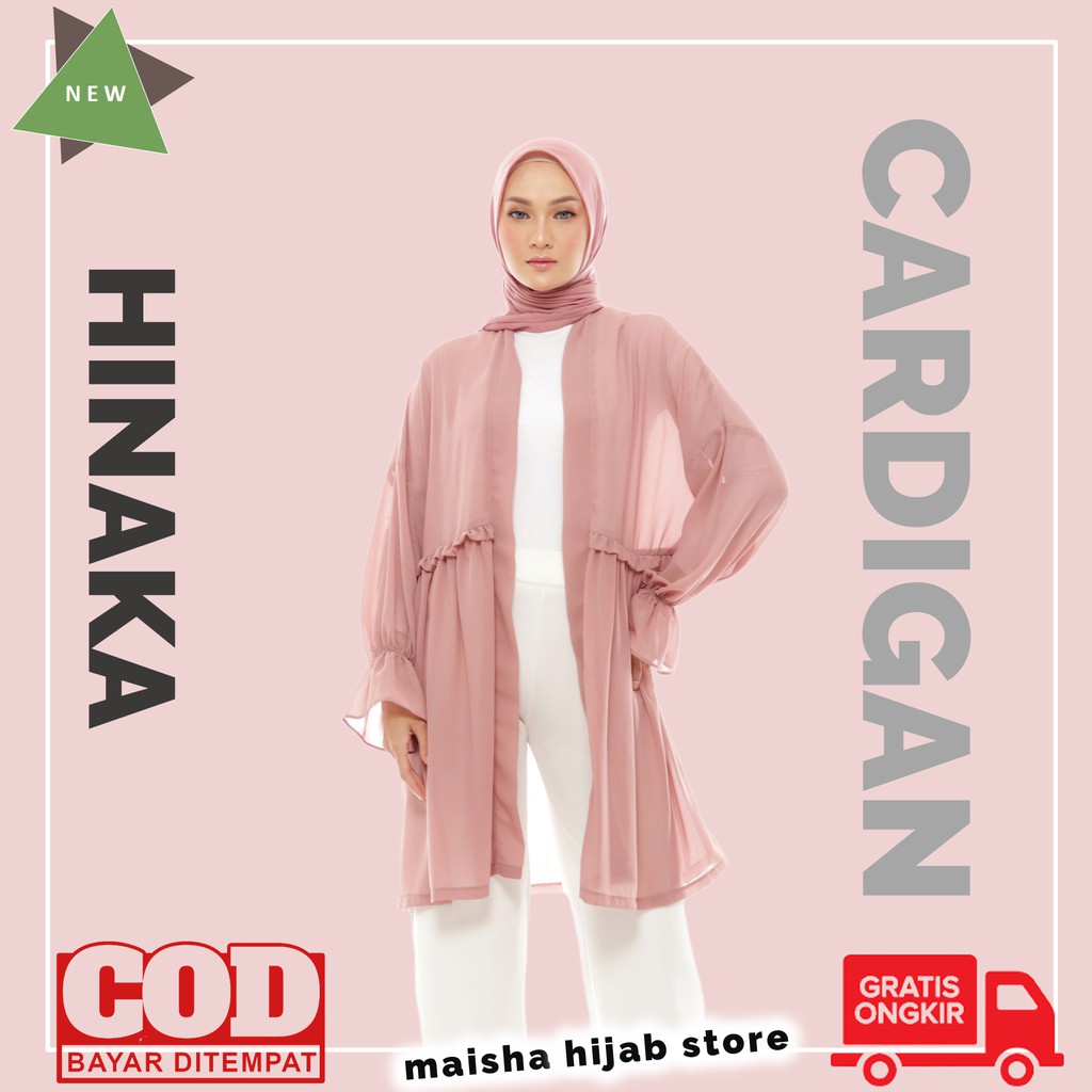 Basic Outwear Atasan Muslim Long Cardigan Polos Lengan Panjang Wanita Remaja Fashion Muslim Kardigan
