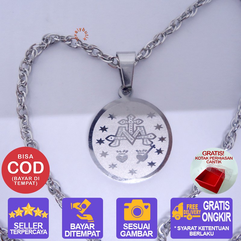 Lovelybutik Kalung Titanium Anti Karat / Maria Kalung Titanium Wanita Uk 45 BONUS KOTAK PERHIASAN