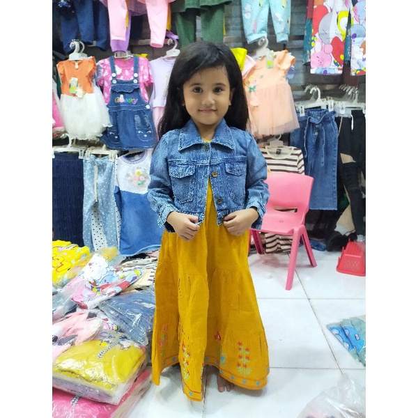 gamis + rompi jeans