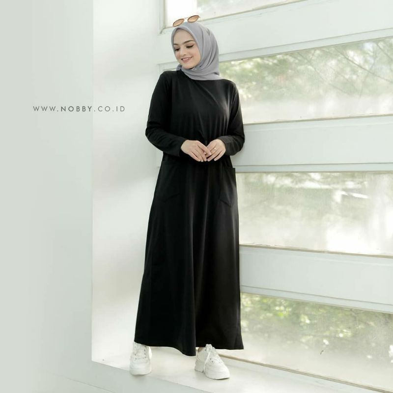 NB-GAMIS REMAJA ARETTA WANITA MURAH HITAM BAHAN MOSCREPE L ...