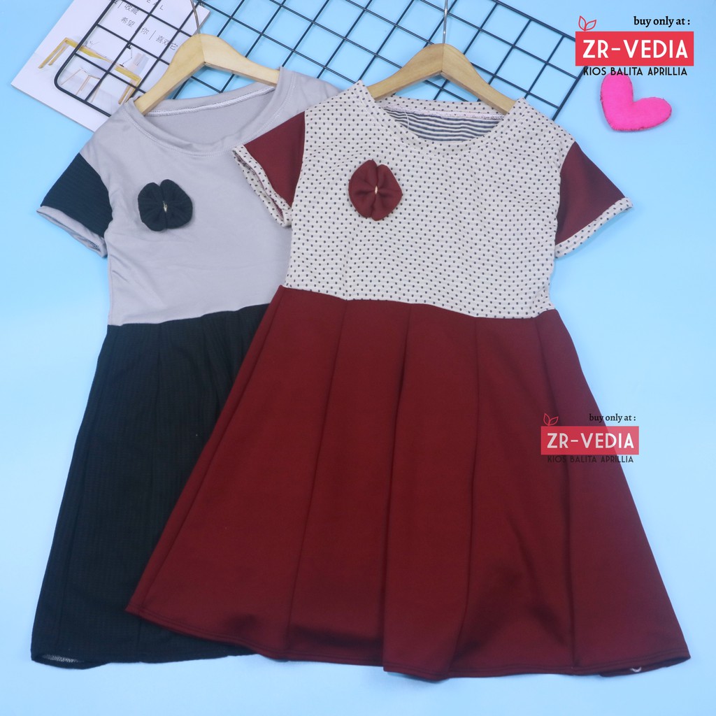 Dress Maudy Size 5-6 Tahun / Dress Gaun Anak Perempuan Murah Baju Cewek Lengan SD Pesta Import