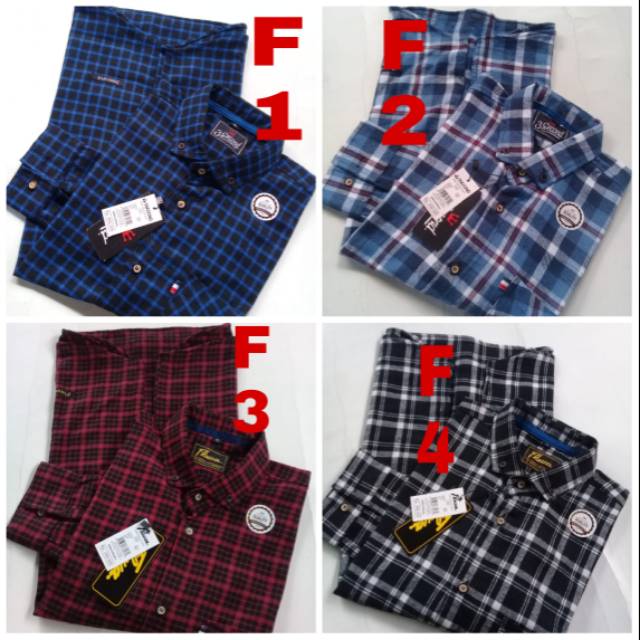 Kemeja flanel pria panjang hem panjang kotak kotak