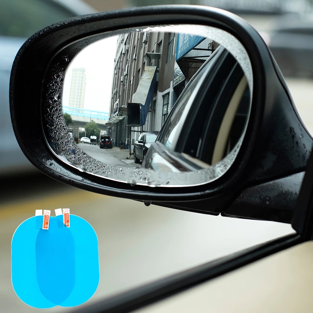 2pcs Car Mirror Window Clear Film Rainproof Anti fog Waterproof Rearview Mirror Film Car Sticker