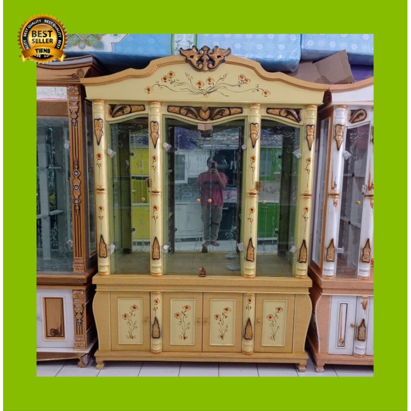 lemari pajangan kaca 4 pintu woss