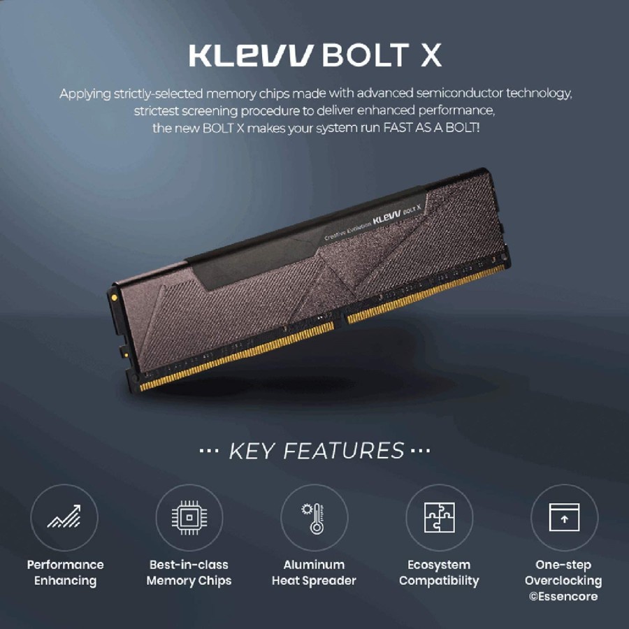 RAM PC KLEVV Bolt X 16GB DDR4 3200Mhz ( 8X2 ) Dual Channel