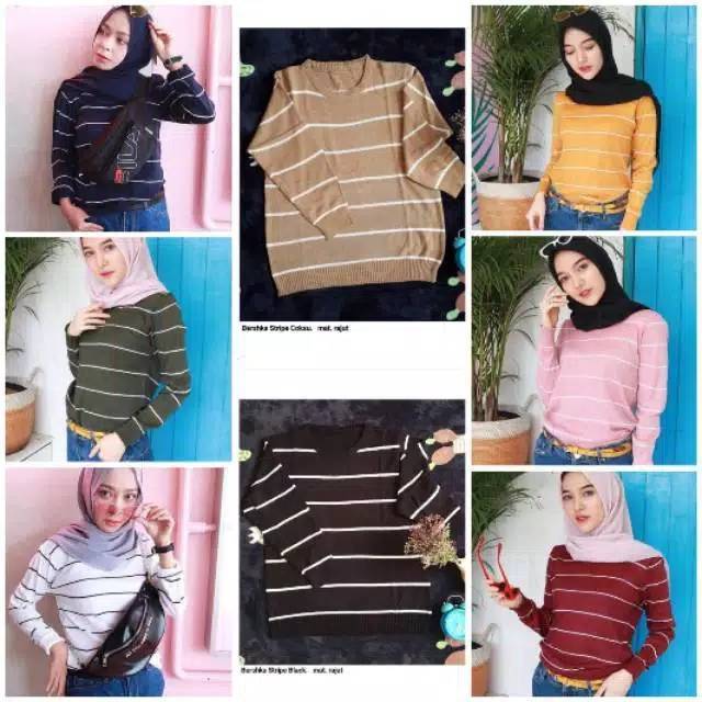 Adeline stripe knit rajut wanita